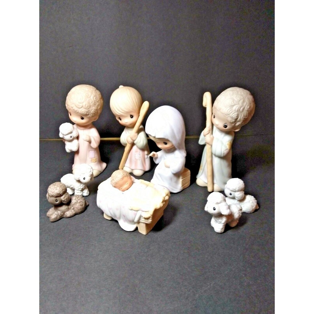 Precious Moments Come Let Us adore him 9 pc Nativity Set E-2800 No box 1979